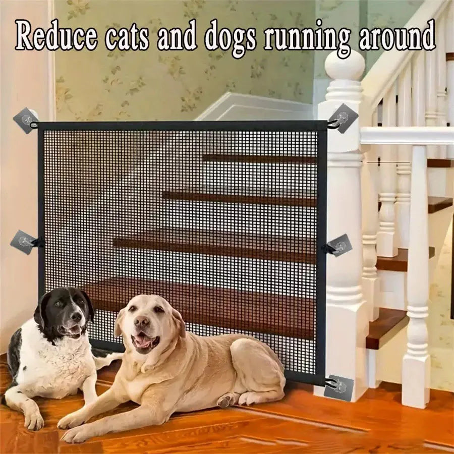 Mesh Pet Gate Dog Safety Fence Portable Retractable Pet Isolation Net For Stairs Doorways Puppy Cat Barrier