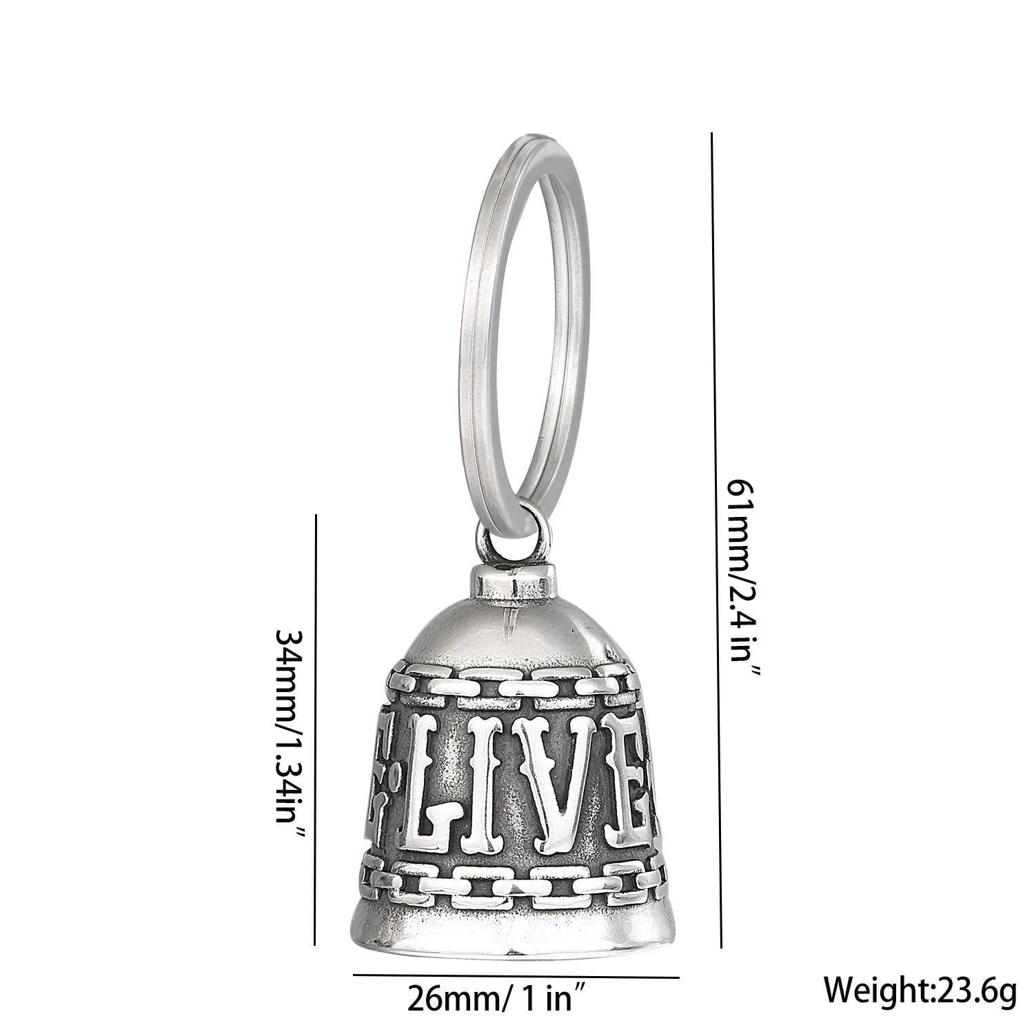 Motorcycle Guardian Bell Key Chain for Riders,Stainless Steel Biker Bells Accessories & Live To Ride for Luck