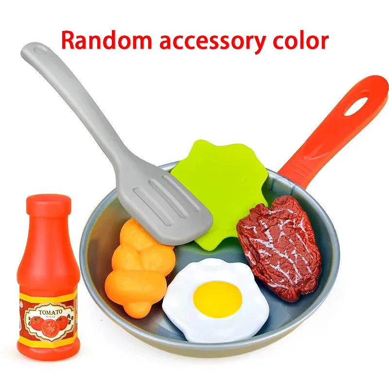 8pcs Montessori Simulation Kitchen Toys Steak Vegetable Educational Cookware Game Set Pretend Play Bread Hot Dog