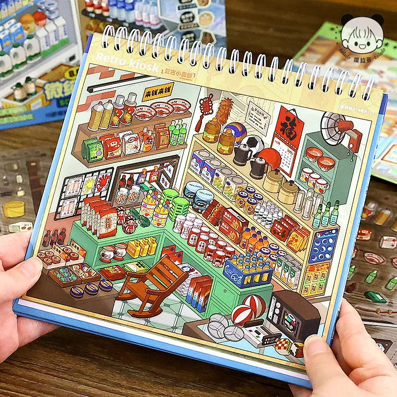 Kawaii Product display 3D Food Collection Landscape Sticker book DIY Pocket Cabin Scene festival gift ﻿
