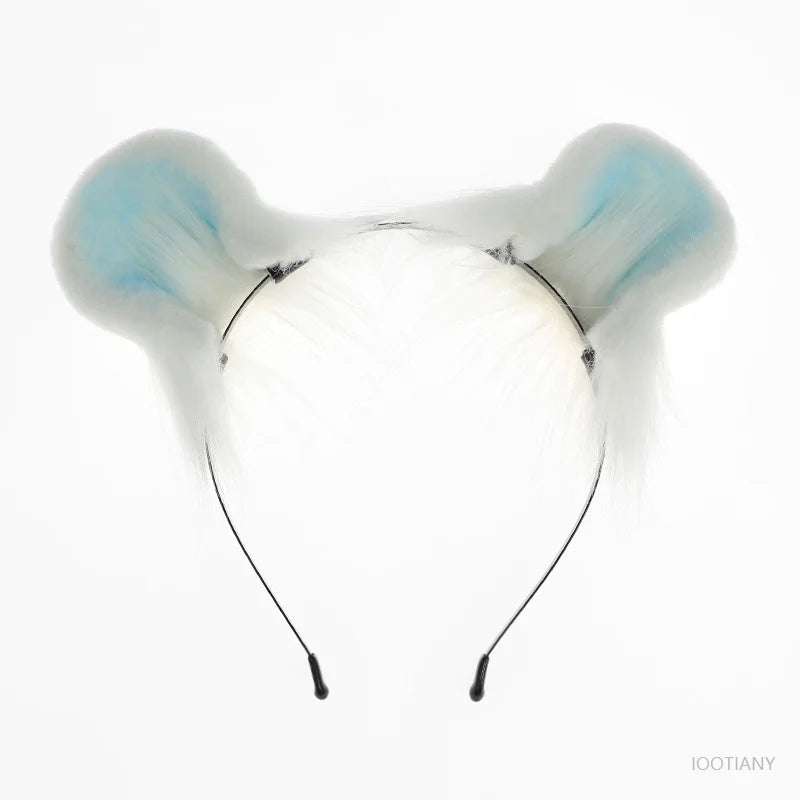 Halloween Cute Plush Animal Ears Headband Blue Dog Tail Role Play Props Lolita Girl Comic Exhibition Animal Ears Headdress Set