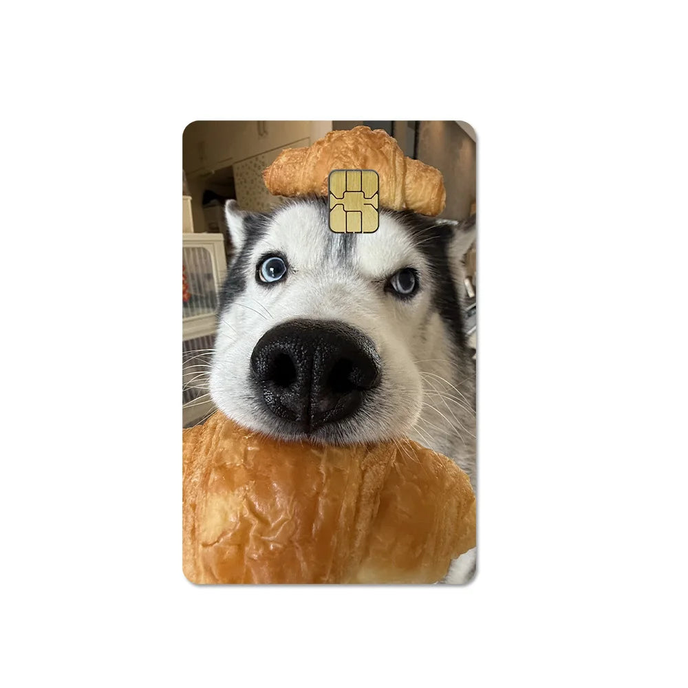 Cute Pet Puppy Kitten Lamb Credit Debit Card Sticker Bread Dog Bus Pass DIY Waterproof Small Chip Film Sticker Decoration Gift