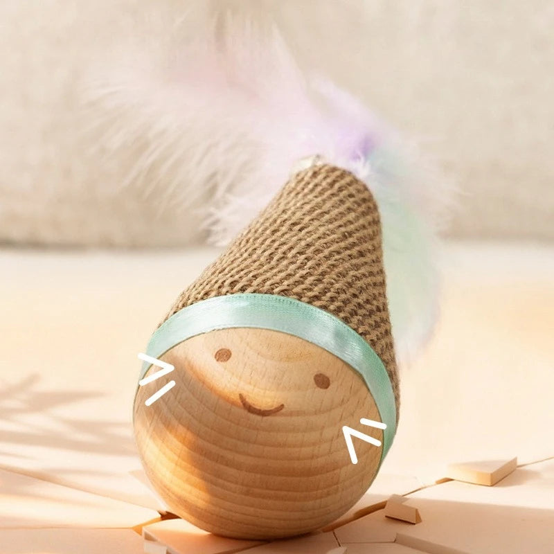 Cat Tumbler Wobbler Toy Bite-resistant Feather Agave Chew Toy Teeth Cleaning Interactive Pet Cat Supplies