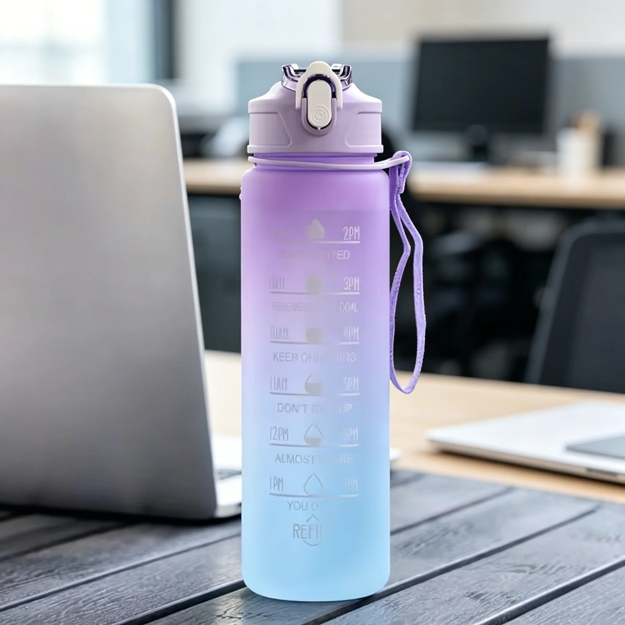 3D Printed Cute Cartoon Cat PVC-Free, Leak-Proof, Matte Finish 750ML Water Bottle,Includes Carry Loop Outdoor Activities