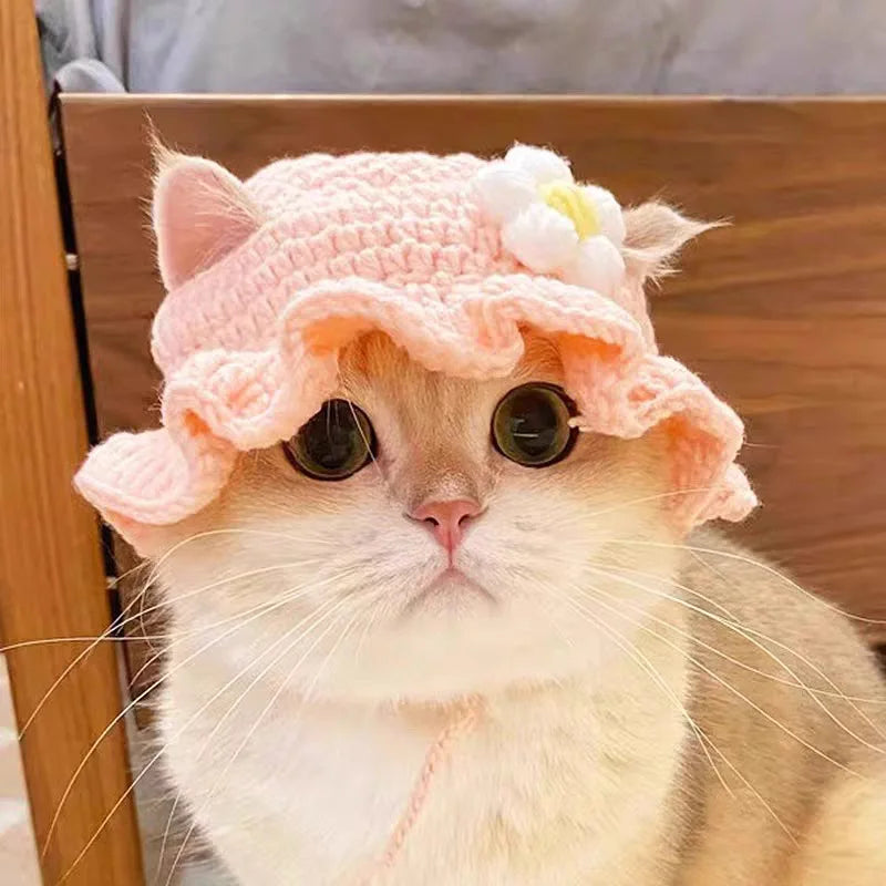 Cat Hat Elastic Cute Refined Pet Hat Puppy Kittens Knitted Hat Party Photo Shoot Props Decoration Cat Accessories