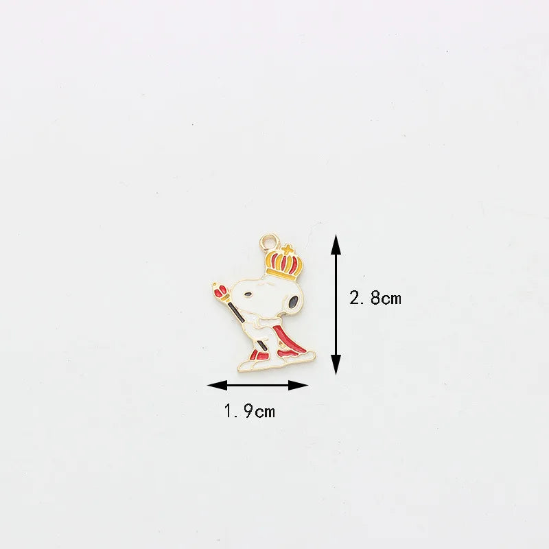 10pcs Cartoon Snoopy Decorations Cute Dog Alloy Pendant Animal Series Children's DIY Creative Fashion Jewelry Accessories Gift
