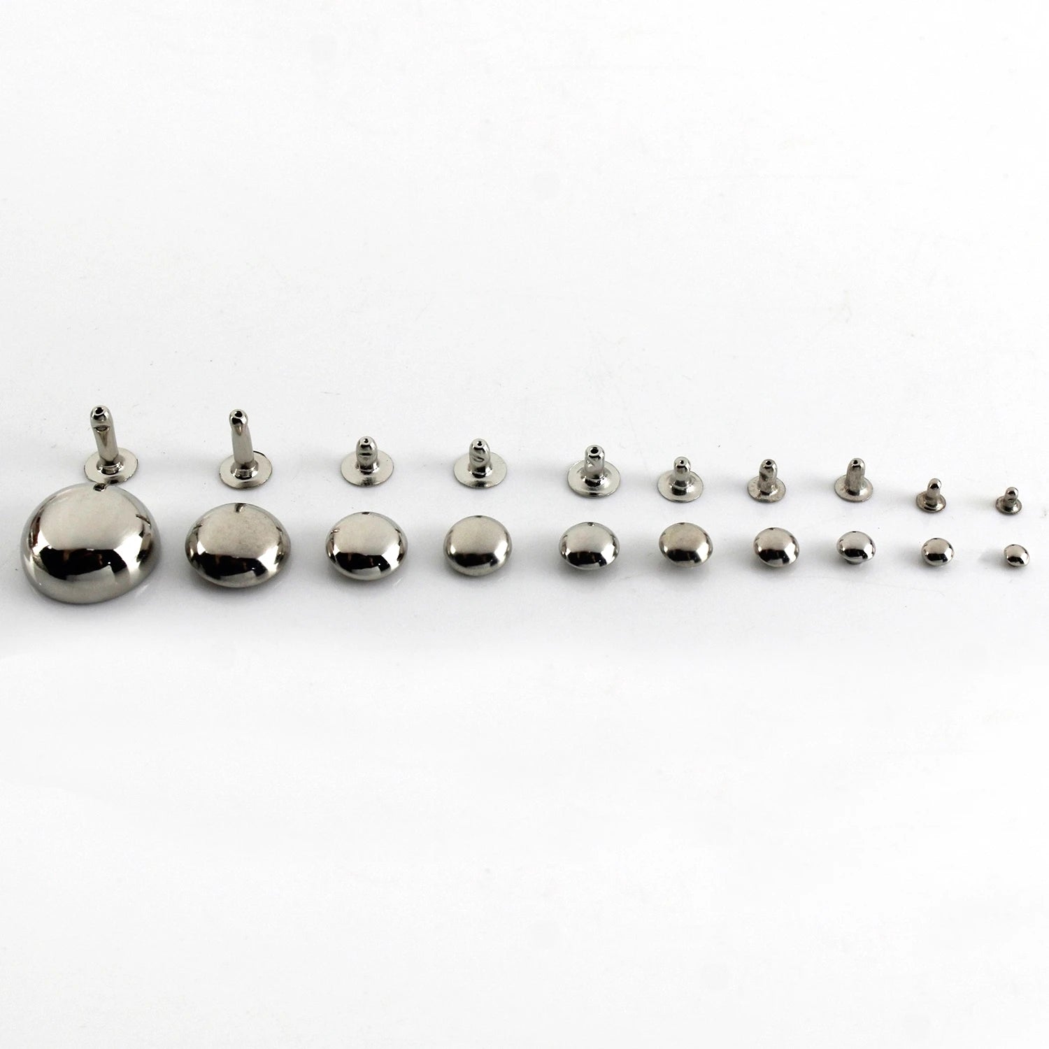 100sets Metal Dome Cap Rivets Mushroom Studs Round Rivet for Bag Clothing Garment Shoes Pet Collar Parts DIY Accessories