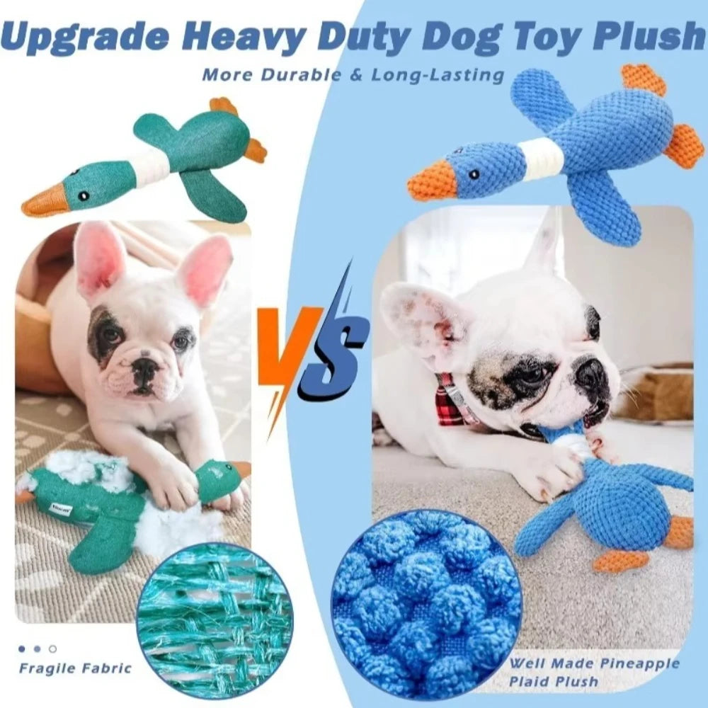 Cat Dog Chew Squeak Toy Plush Doll Companion Duck & Goose for Aggressive Chewers Interactive Pet Products