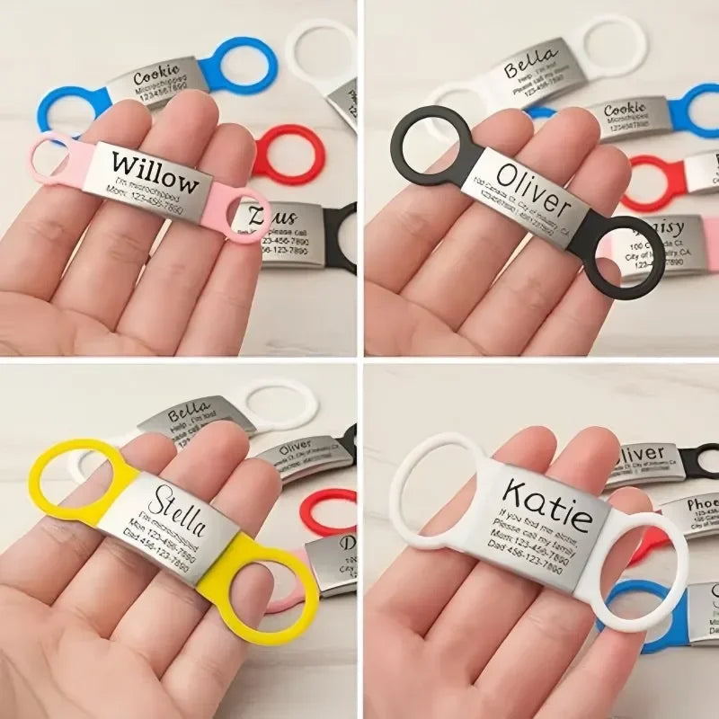 Custom Cat Dog ID Personalized Pet Collar Tag Engraving Charm Name Pendant Bne Necklace Puppy Key Ring Pet Accessories