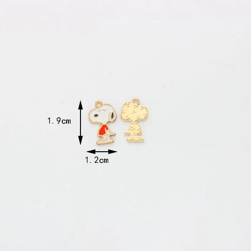 10pcs Cartoon Snoopy Decorations Cute Dog Alloy Pendant Animal Series Children's DIY Creative Fashion Jewelry Accessories Gift