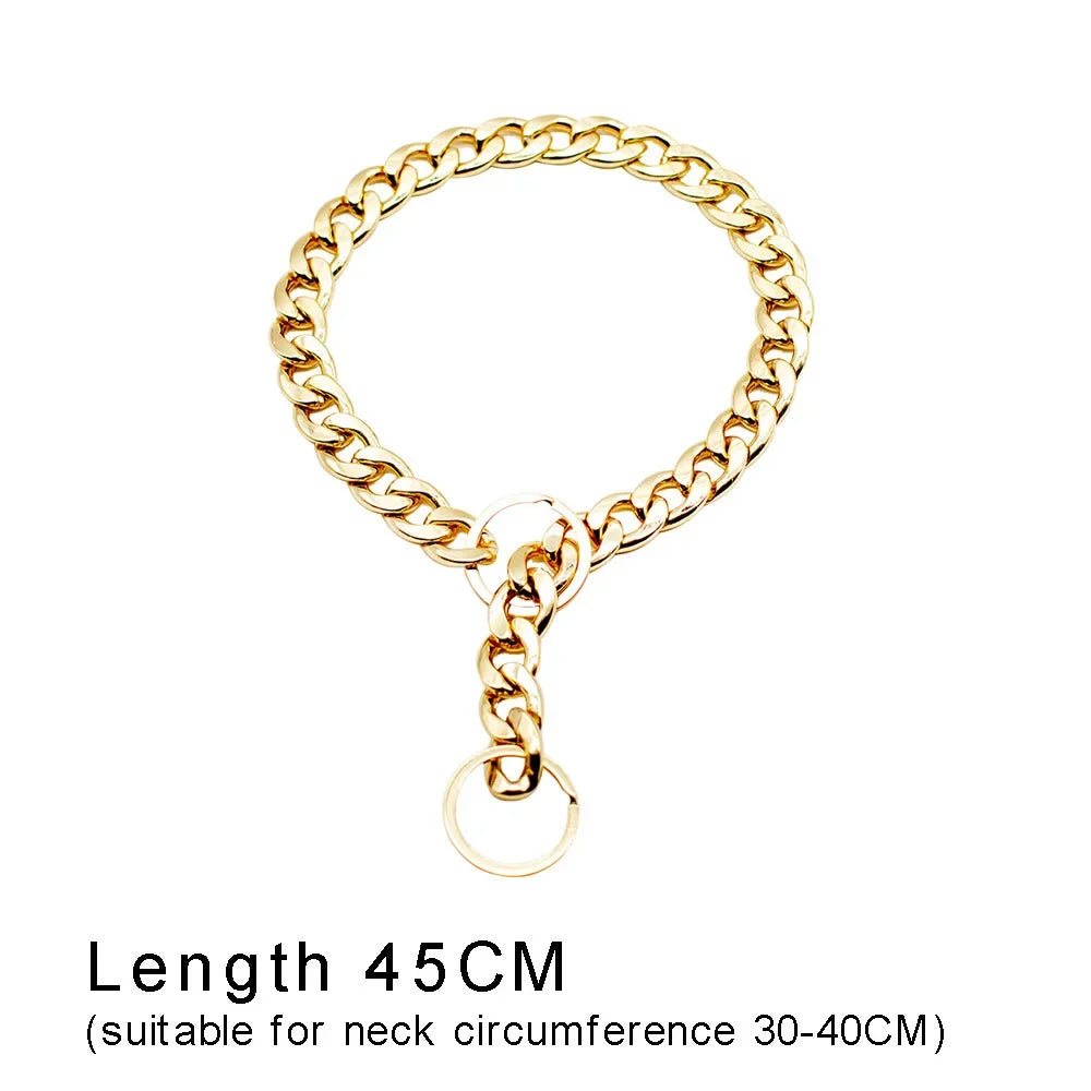Luxury Dog Collar Gold Dog Chain Choker For Pitbull Bulldog Teddy French Bulldog Metal Collar Pet Necklace Pets Jewelry Products
