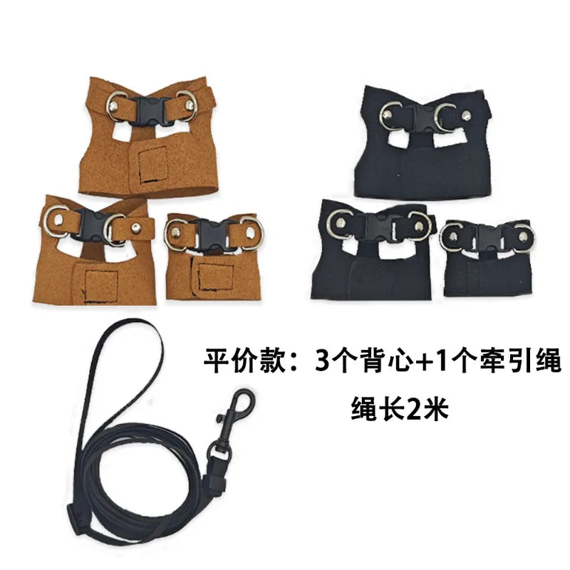 3 Pieces Set Split Lizard Leash Breathable Reptile Harness for Chameleon Squirrel Outdoor Pet Walking Accessory