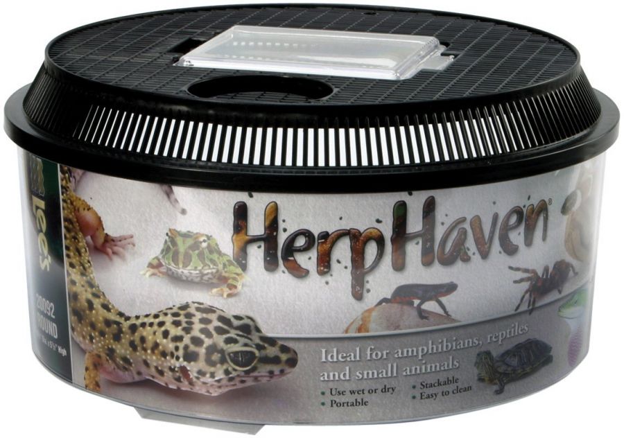 Lee's Herp Haven Breeder Box - Round Lid, Black, Plastic, Model 20092, Low Size