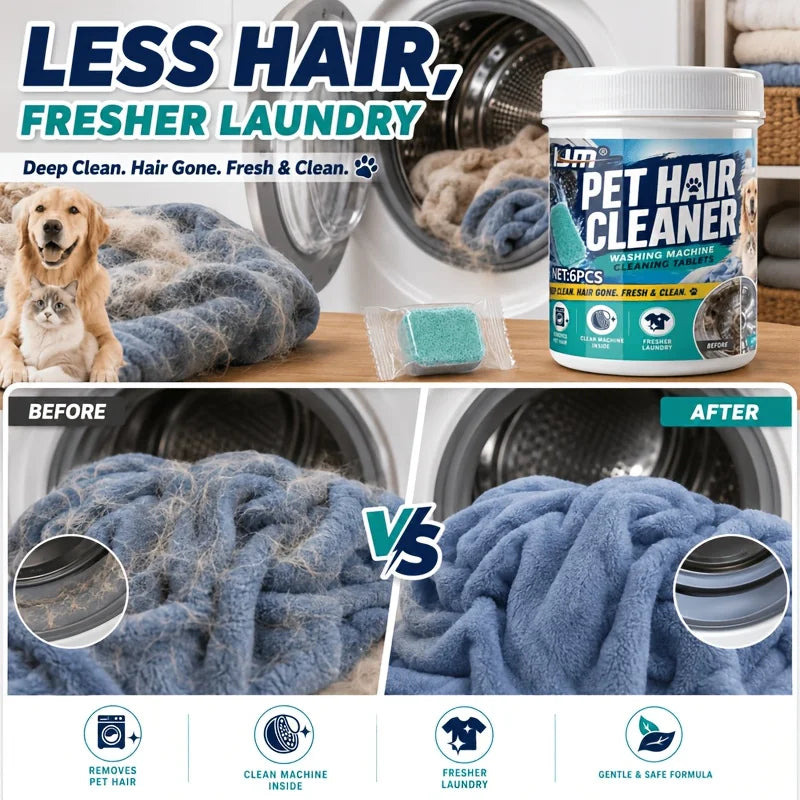 Pet Hair Laundry Cleaner Effervescent Tablets Washing Machine Hair Remover Fast Dissolving Cleaner For Cat Dog Households