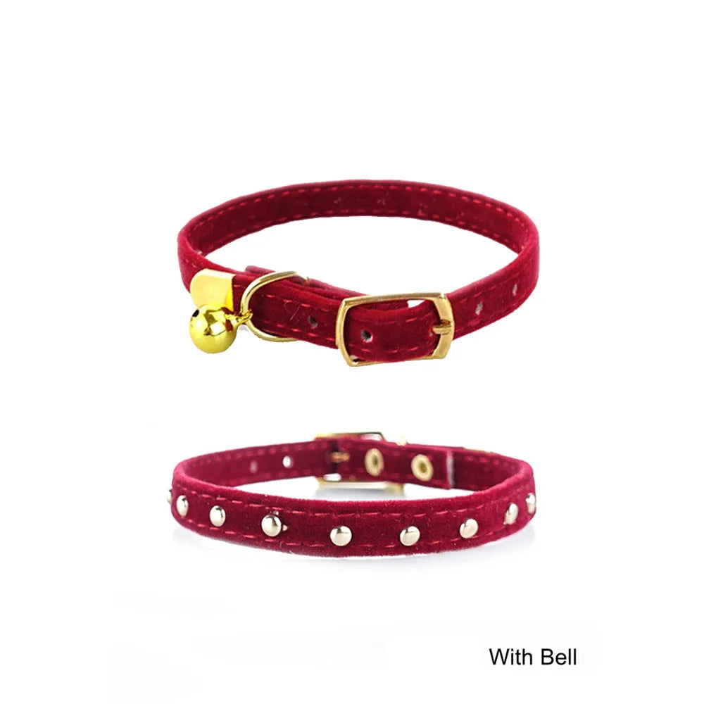 Cat Collar With Bell Safety Cat Collars Adjustable Puppy Dog Collar For Small Dog Kittens Solid Pet Collar Products Cat Necklace