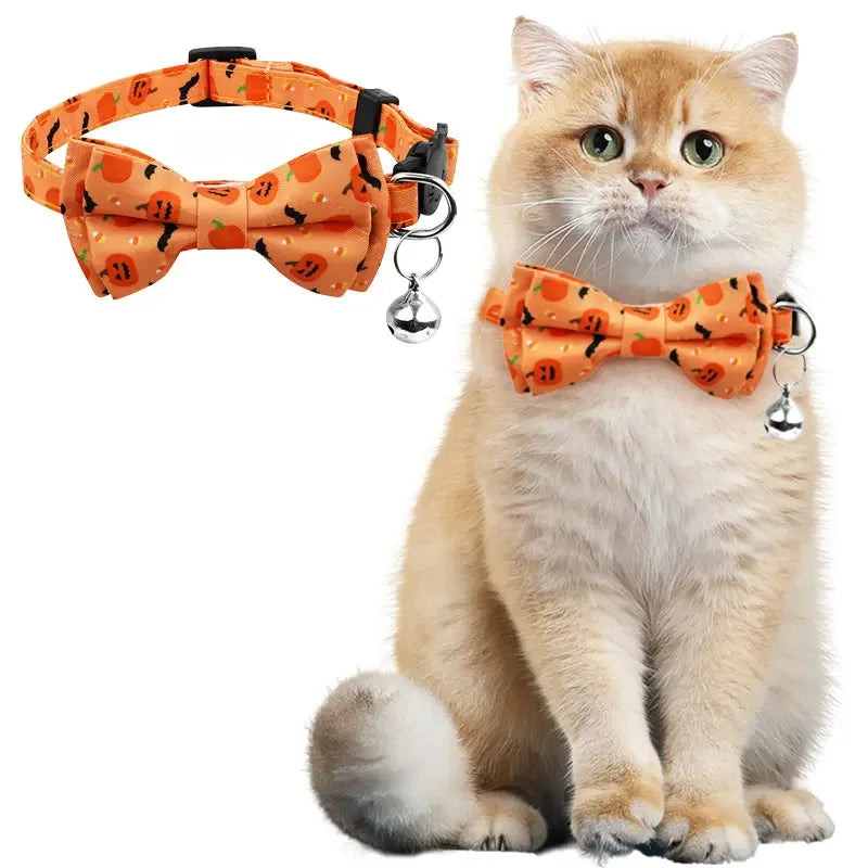 Pet Breakaway Cat Collar Halloween Adjustable Tie Bow Cute Puppy Kitten Collars Rabbit Accessories Products