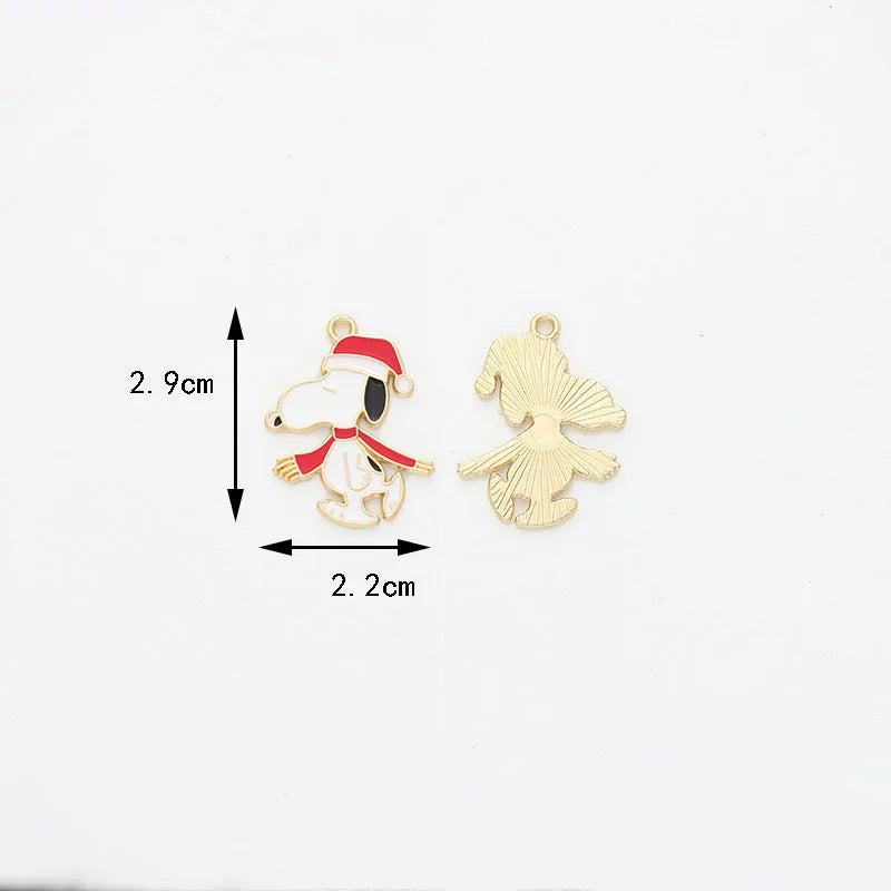 10pcs Cartoon Snoopy Decorations Cute Dog Alloy Pendant Animal Series Children's DIY Creative Fashion Jewelry Accessories Gift