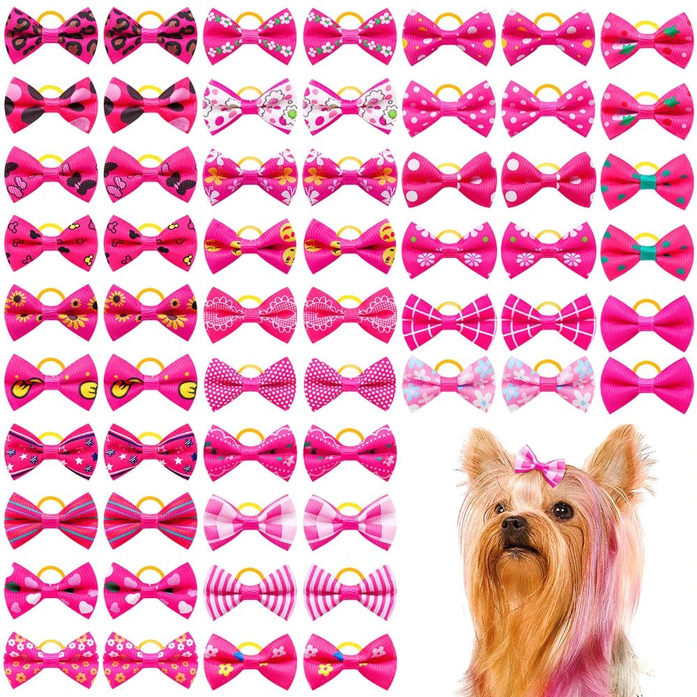 30PCS Small Dog Bows Pet Dog Hair Accessories Rubber Bands Small Dog Cat Hair Bows For Dogs Cats Grooming Products