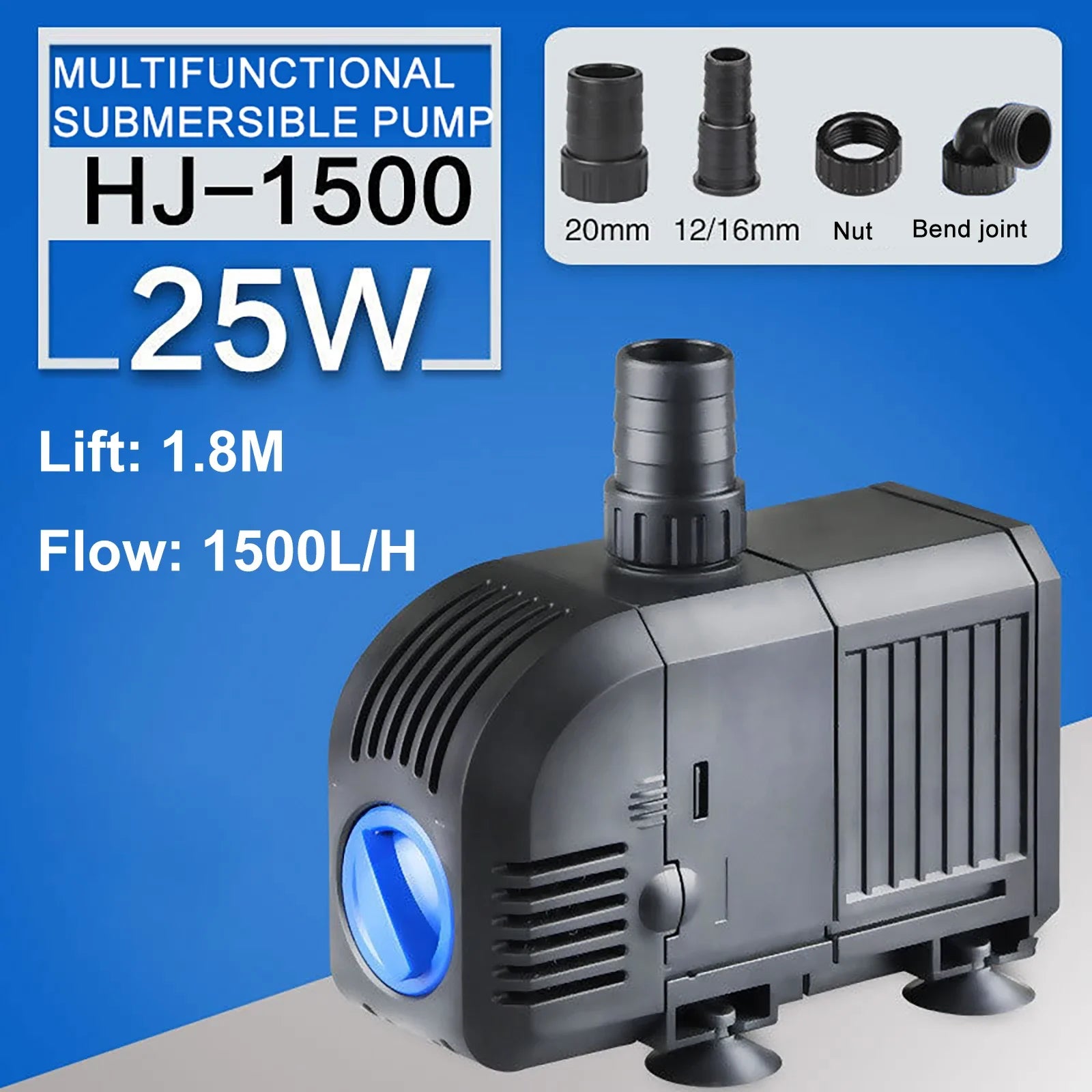 500—3000L/H Intelligent Fish Pond Aquarium Water Pump 220-240V 50Hz Ultra-Quiet Fish Tank Fountain Water Fountain Pump Filter