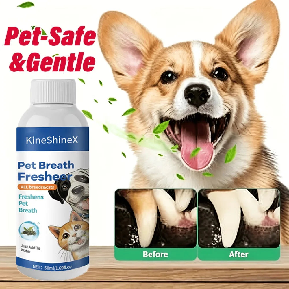 Pet Breath Freshener | Mild Formula for Cleaning Pet Oral Hygiene and Teeth Plaque | Universally Suitable Pet Care Product, 50ml