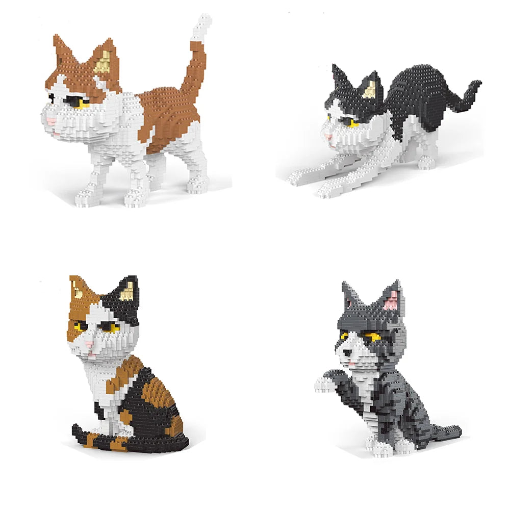 Cute Pet Cat and Dog Shaped Building Blocks, DIY Model Set Creative Construction Play, Collectible Bricks, Unique Gift Idea