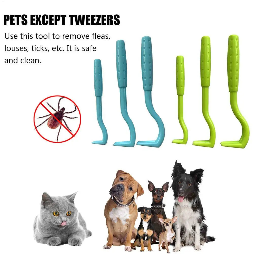 3pcs Flea Remover Hook Tick Removal Tweezer Ticks Pull Pet Cat Dog Accessaries Scratching Extractor