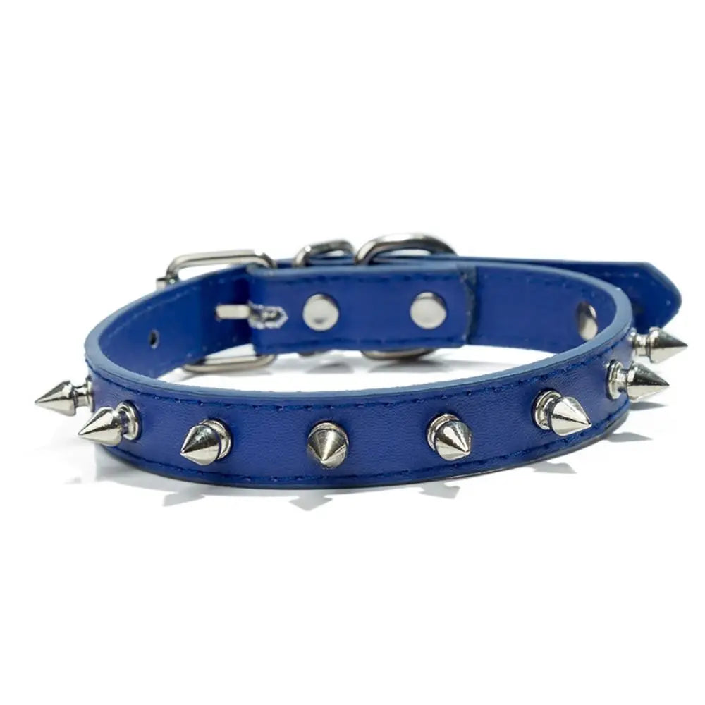 Pet Products Leather Cat Dog Collar Cool Adjustable Pet Spiked Studded Collars Exquisite Colorful Pet Necklace Small Medium Pets
