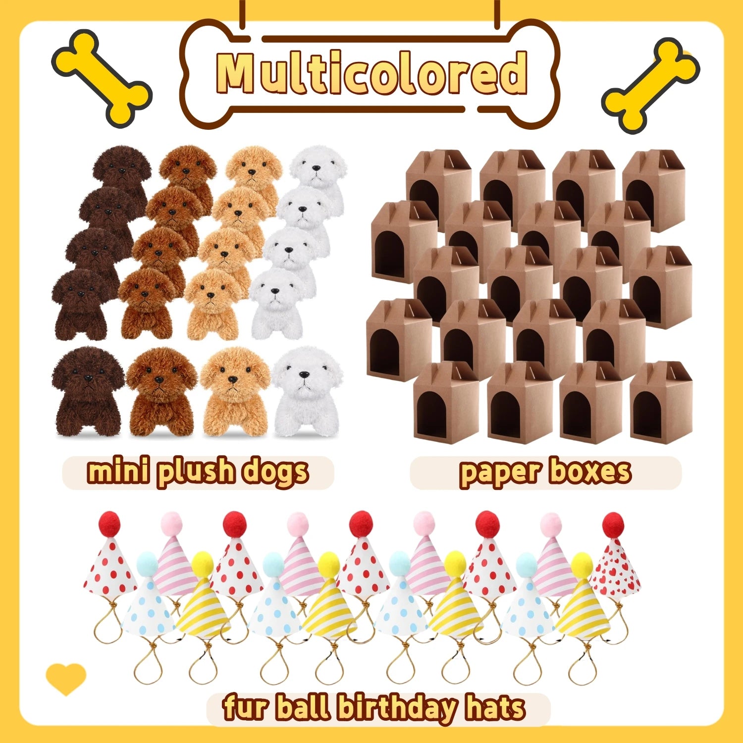 6-20Set Mini Plush Puppy Stuffed Dogs Adopt A Pet Dog Set with Paper Boxes Animals Bulk for Birthday Animal Theme Party Favors