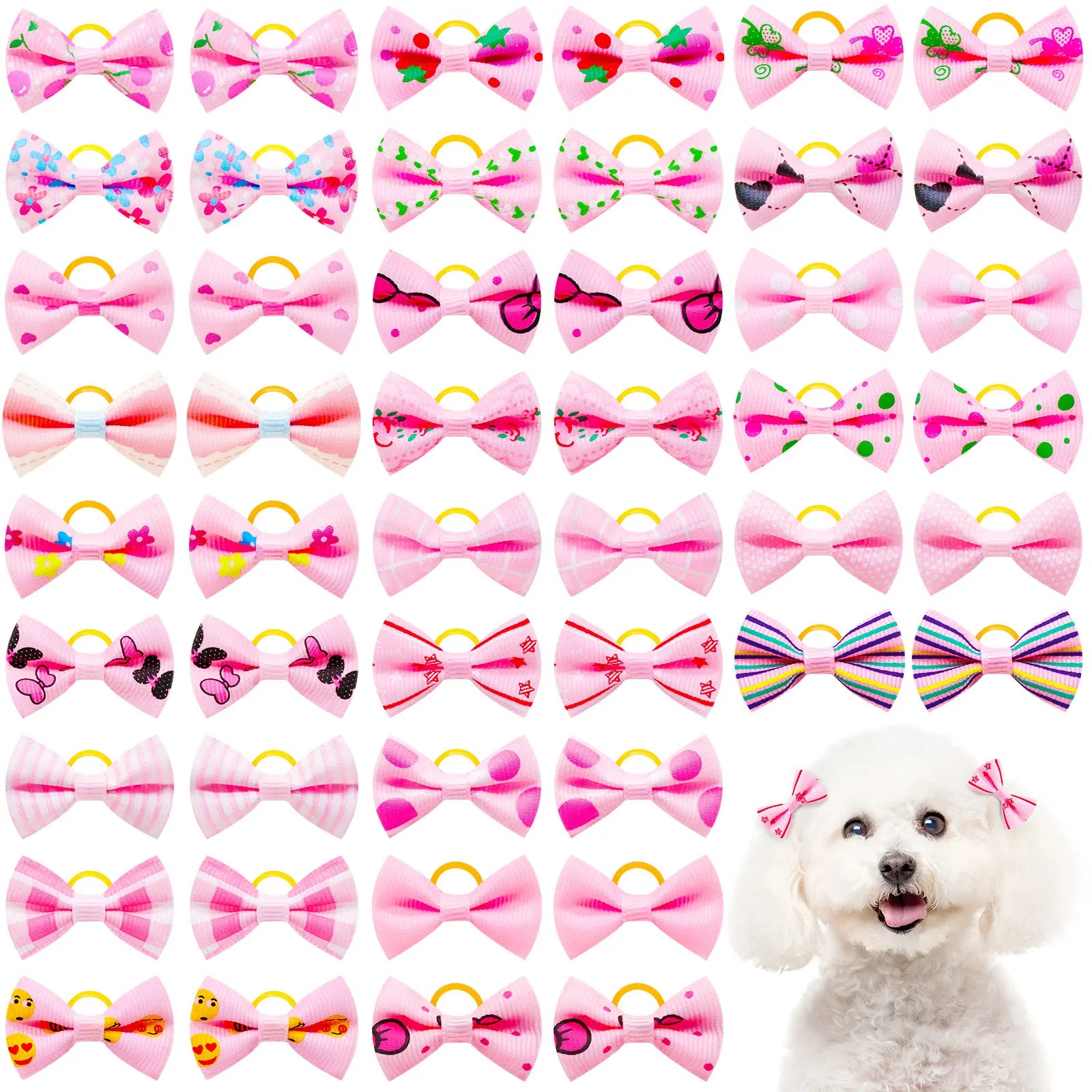 30PCS Small Dog Bows Pet Dog Hair Accessories Rubber Bands Small Dog Cat Hair Bows For Dogs Cats Grooming Products
