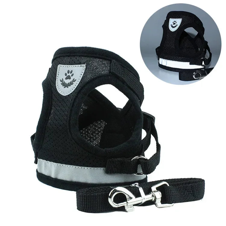 Reflective Cat Harness Breathable Cat Dog Harness and Leash Set Adjustable Puppy Dogs Vest Dog Accessories for Small Dogs