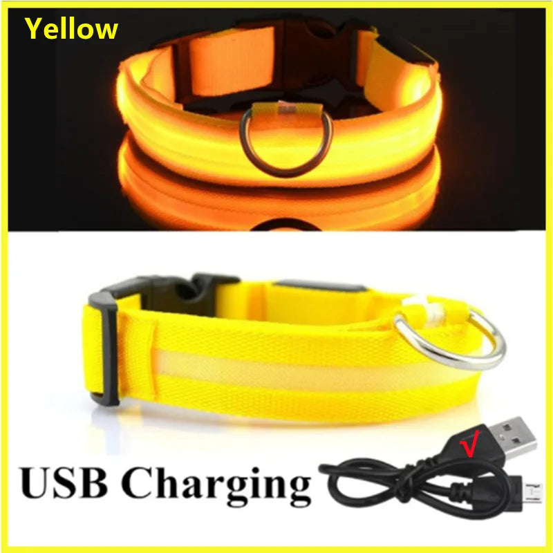 LED Luminous Collar Adjustable Glowing Dog Collar USB Rechargea  Flashing Anti-Lost/Avoid Car Accident Collar Dogs Pet Products