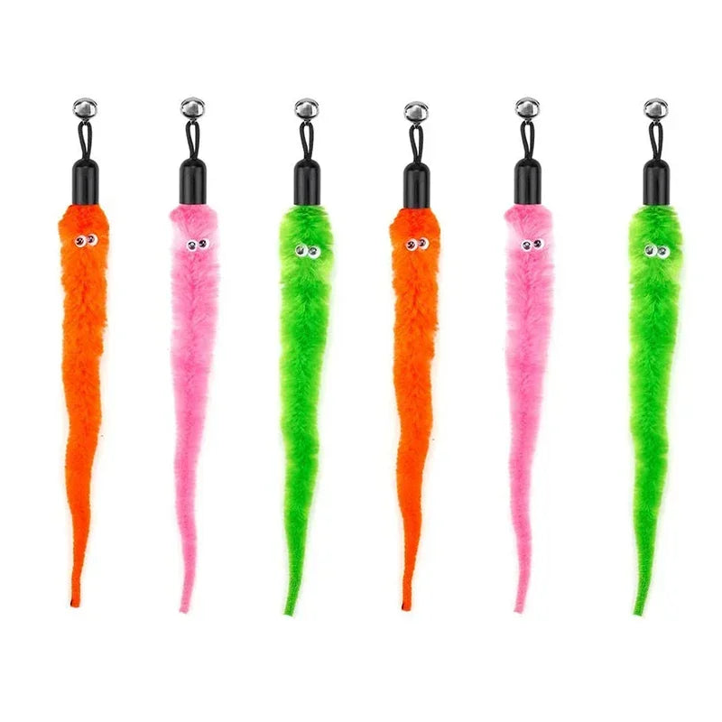 Cat Feather Toy Accessories False Birds Worm Toy with Bell Kitten Cat Toys Interactive Replacement Refill Foam Ball Training
