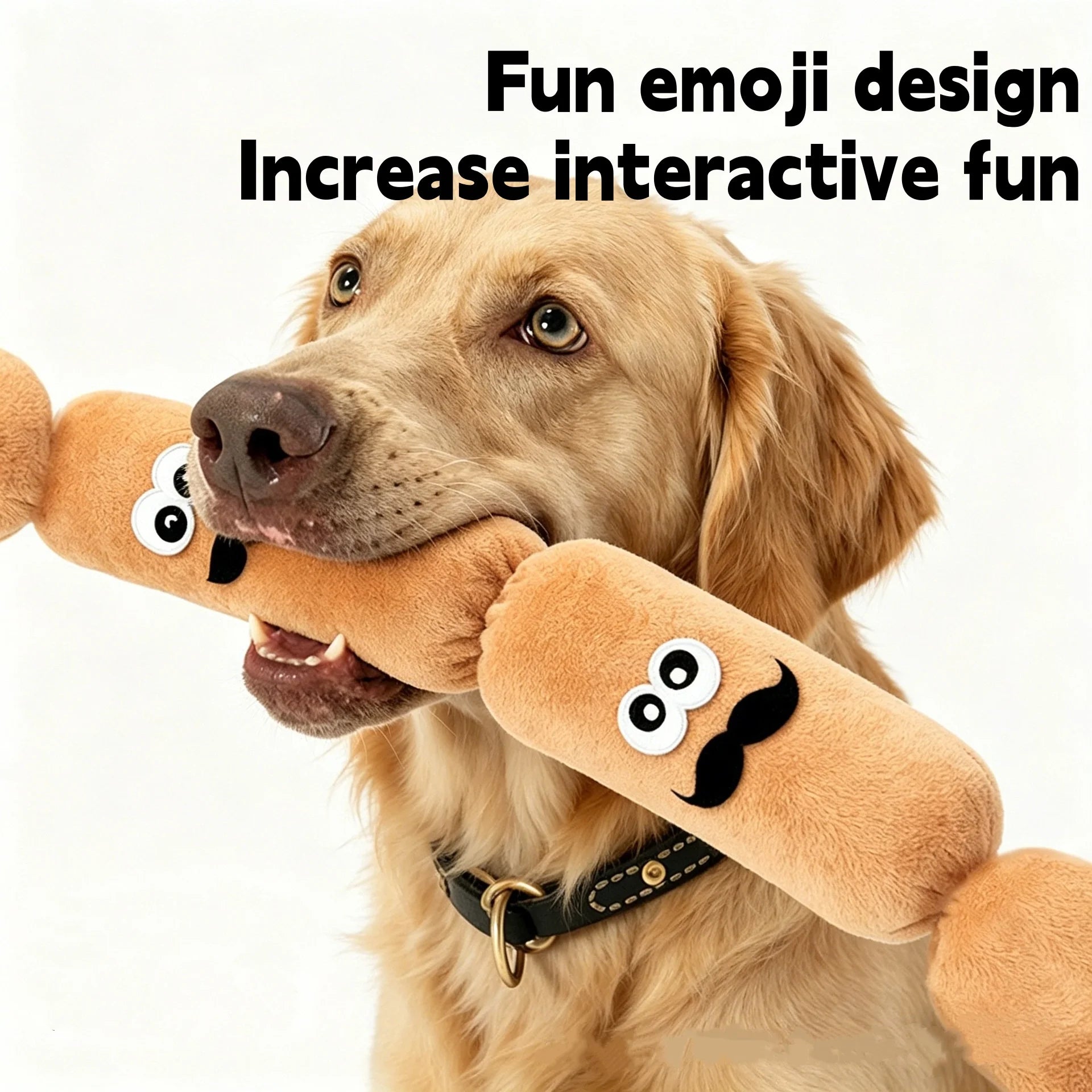 Sausage Shape Plush Dog Squeaky Toy Cute Emoji BB Squeaker Pet Chew Toy For Puppy Dogs Boredom Relief Interactive Teething Play