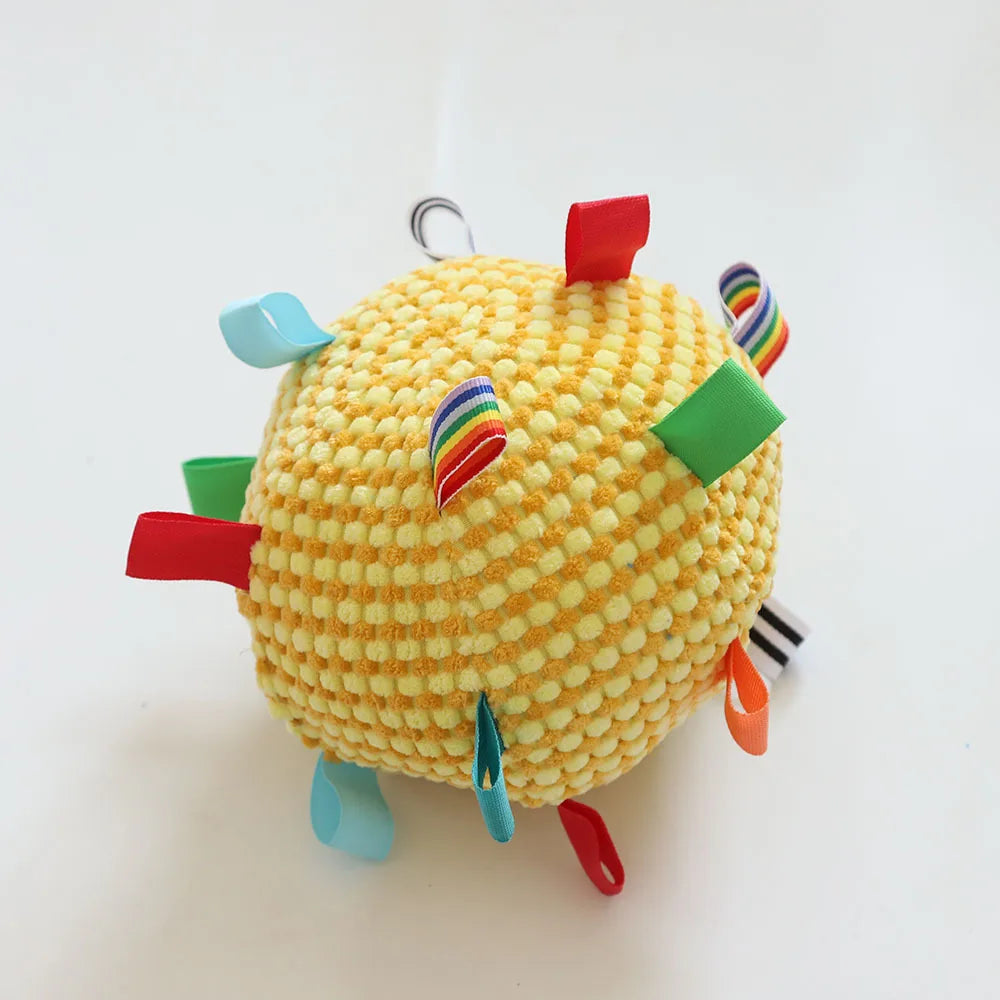 Training Soft Fabric Ball with Bell: Squeaky Fetch & Chew Toy for Dogs - Interactive Toss and Bite Play for Puppy Training