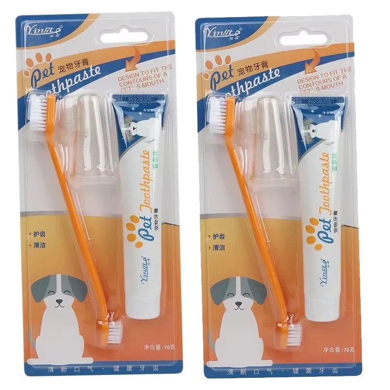 Universal Toothpaste Toothbrush Set Dog Gum Care Products Kit Pet Cleaning Tools Kit Reduces Plaque & Tartar Buildup for Pet