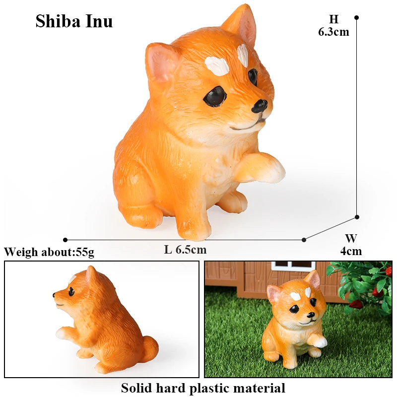 Oenux Cute Pet Model Frog Lizard Pig Hen Rabbit Shiba Inu Hamster Squirrel Otter Animals Figurine PVC Miniature Home Decor Kids