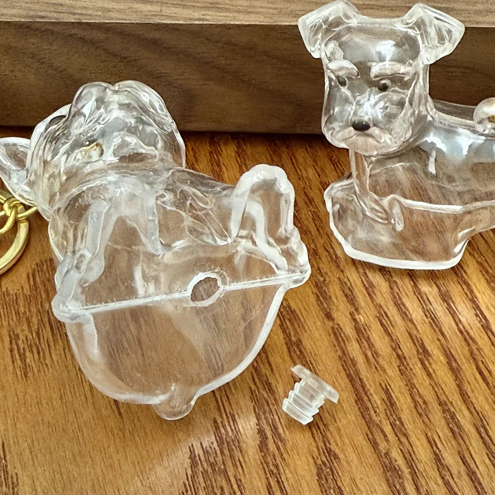 Memory Keychain Creative Cute Dog Keychain Transparent Capsule Pendant Playful Dog Hair Storage Box For Keychains Backpack