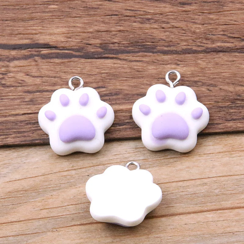 10PCS 20X22mm 7 Color Cat Claw Resin Charms DIY Cartoon Animal Earring Pet Choker Pendants Jewelry Accessory Make