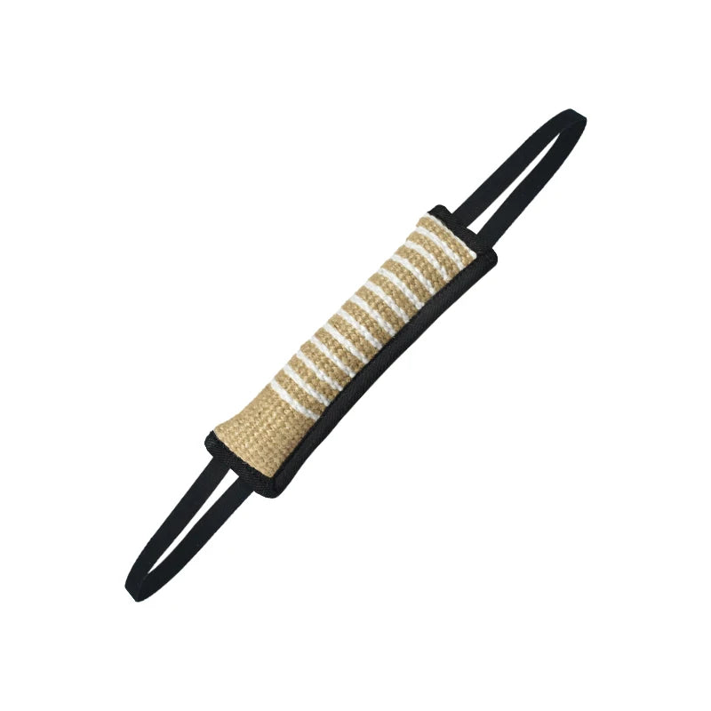 Interactive Dog Tug Toy, Natural Jute Bite Stick with Two Handles, Durable Chew Toy for Teething, Training, and Play for All Bre