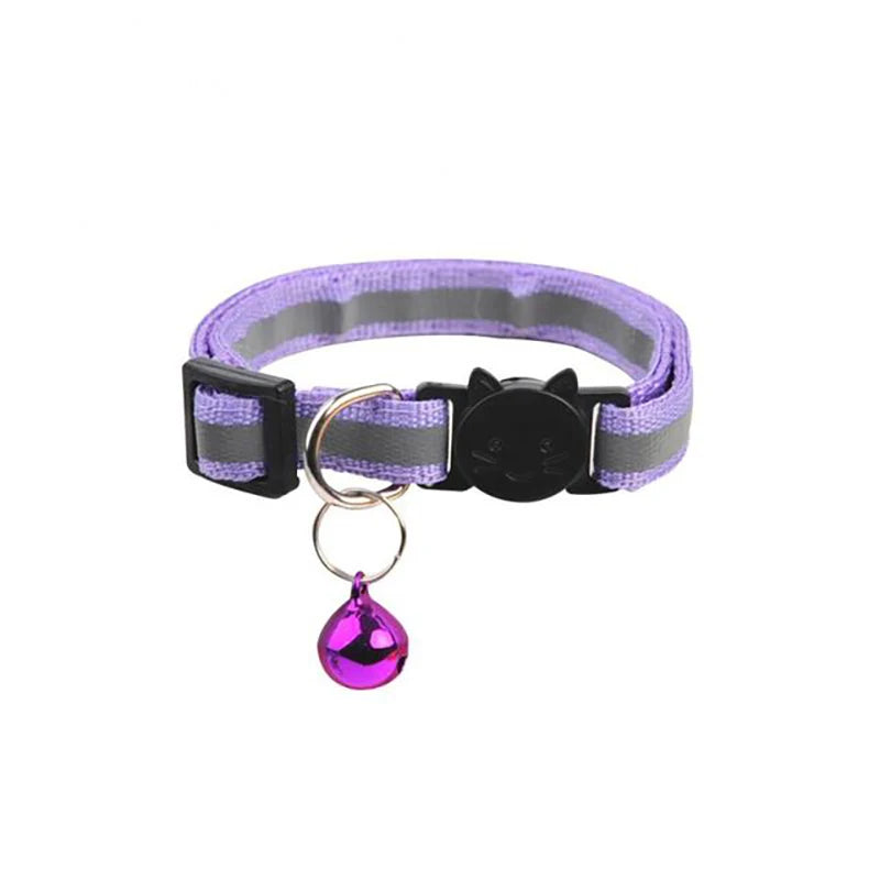 Adjustable Reflective Breakaway Cat Collar with Bell Safety Elastic Neck Ring Necklace Pet Products in Multiple Colors