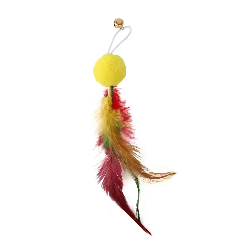 Cat Feather Toy Accessories False Birds Worm Toy with Bell Kitten Cat Toys Interactive Replacement Refill Foam Ball Training