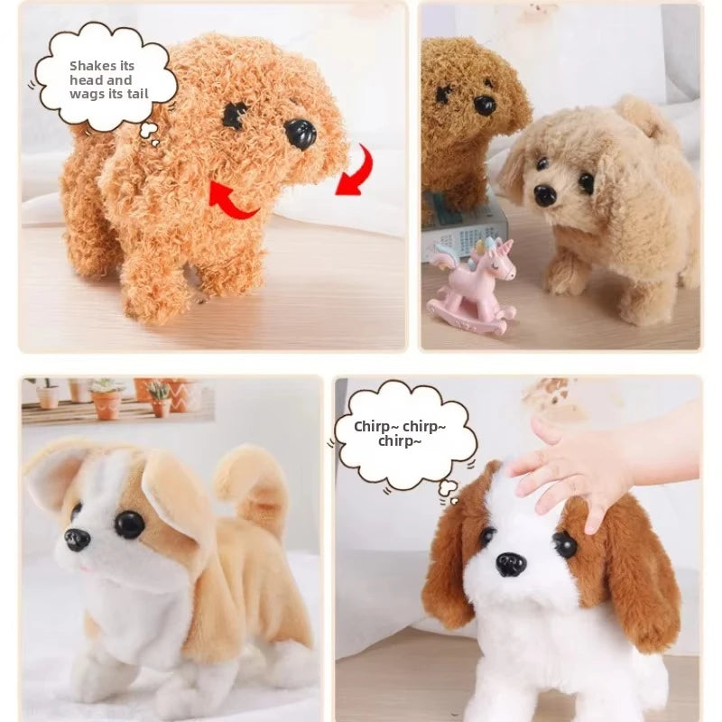 Electric Plush Dog Toy Walking Barking Moving Machine Simulation Plush Pet Toy for Dogs Interactive Play and Entertainment
