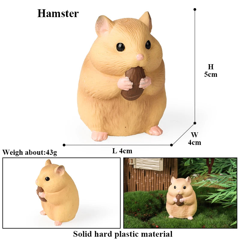Oenux Cute Pet Model Frog Lizard Pig Hen Rabbit Shiba Inu Hamster Squirrel Otter Animals Figurine PVC Miniature Home Decor Kids