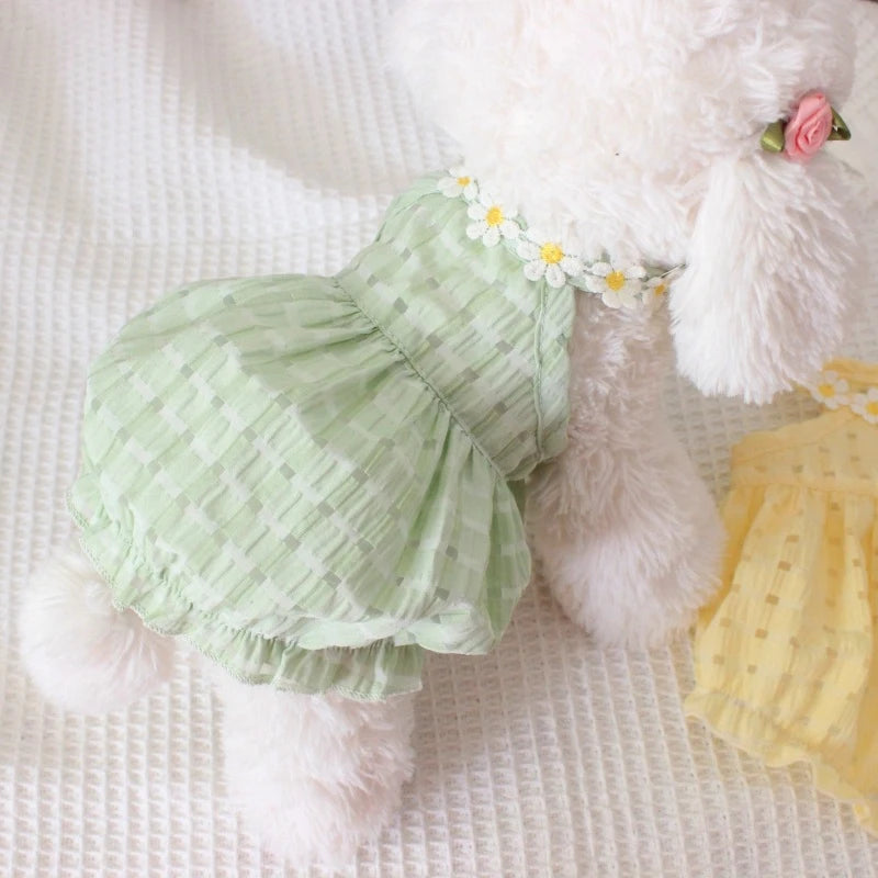 Pet Products Floral Designer Dogs Fancy Dress Candy Green Tutu Skirt Mini Female Cat Clothes for Chihuahua New Summer Puppy
