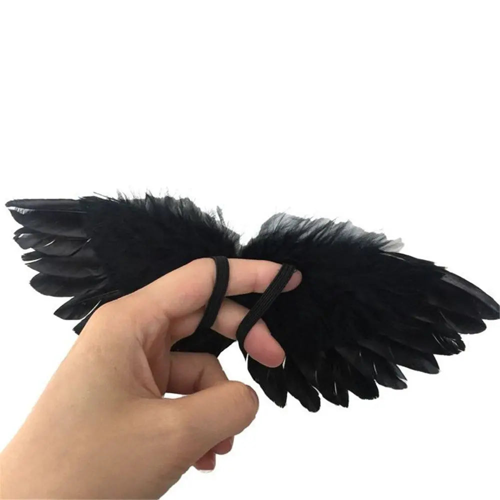 White Black Crafts Kids Mini Feather Angel Wing Newborn Dog Pet Prop Doll Decoration Party Birthday Gift Easter Valentines Day