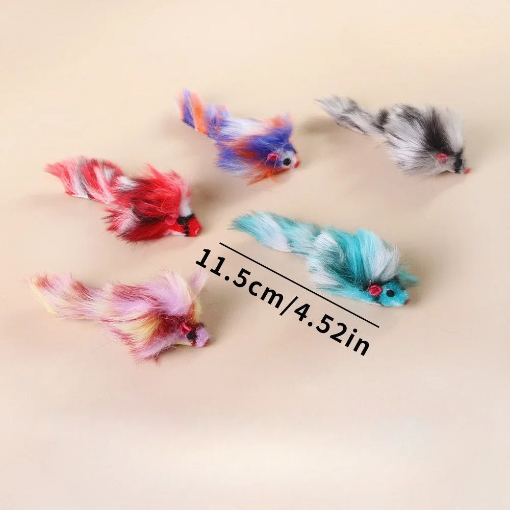 1-100 Pcs Plush Colorful Mouse Cat Toys Interactive Fake Mice Suitable Cat Teasing Toys for Small Cats Pet Products