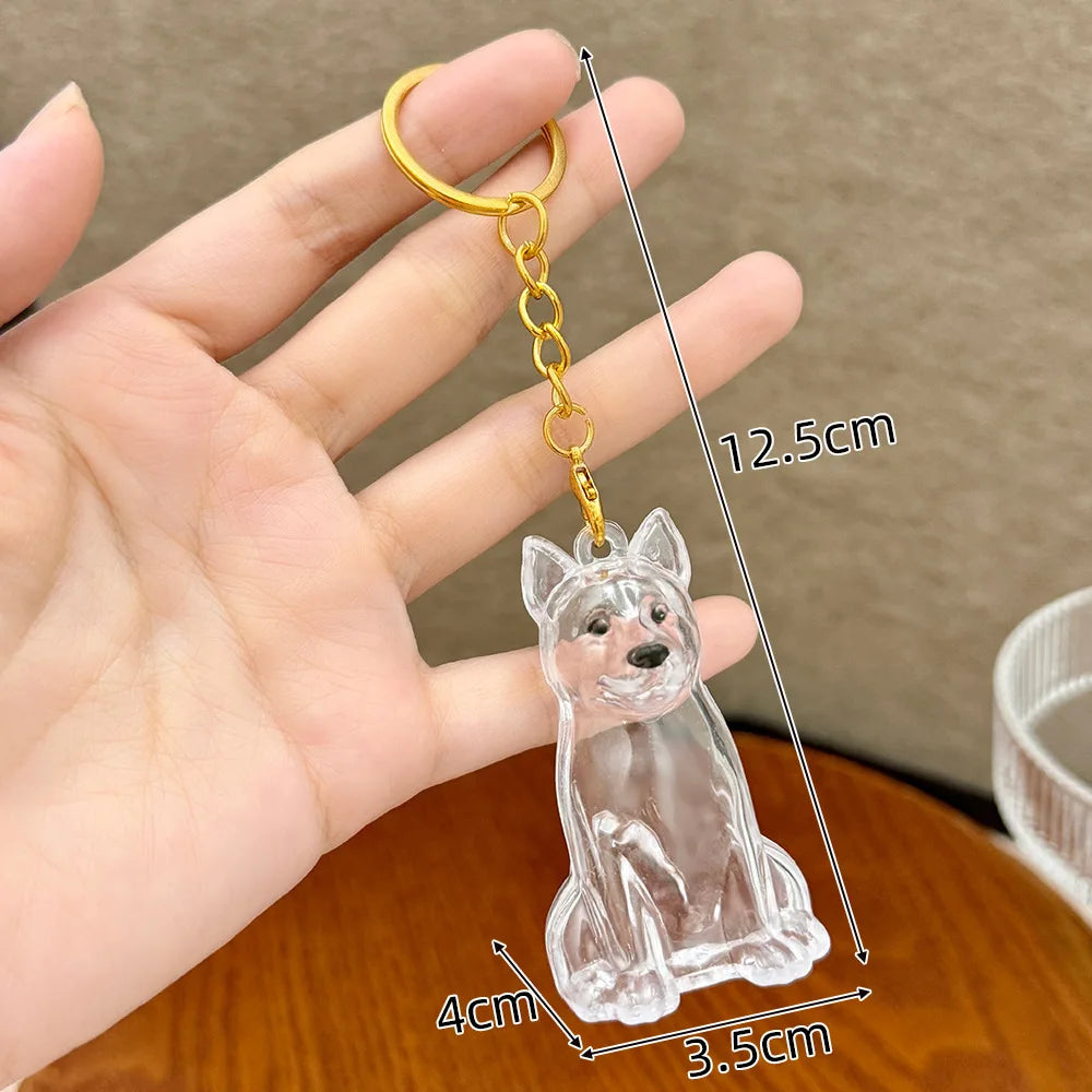 Memory Keychain Creative Cute Dog Keychain Transparent Capsule Pendant Playful Dog Hair Storage Box For Keychains Backpack