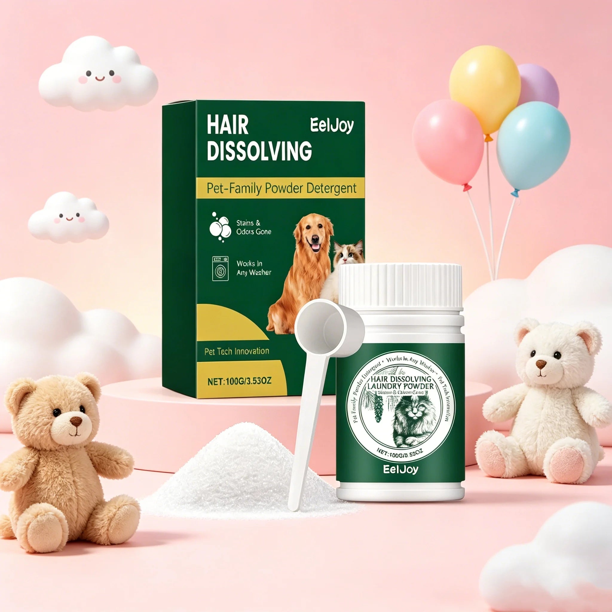 Dissolve Pet Hair Powder For Washing Machine Reduce Cat Hair Pet Clothing Household Safe Dog And Cat Hair Dissolving Cleaners