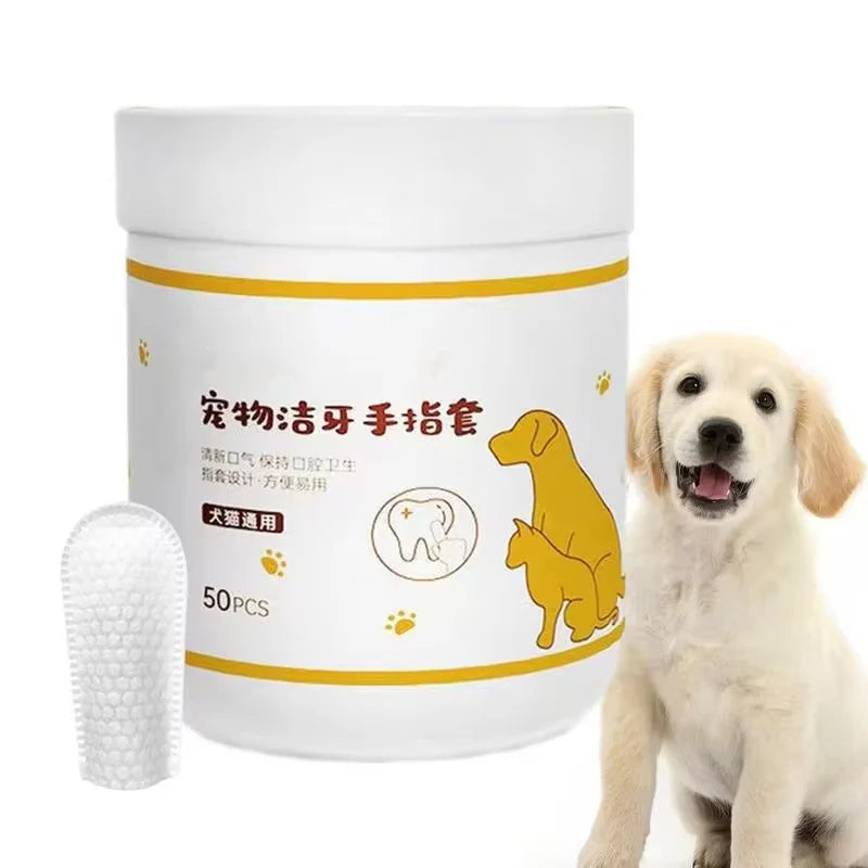 Pet Disposable Cleaning Wipes Dog Teeth Cleaning Finger Wipes Cat Ear and Eye Beauty Wipes Cat Hygiene and Beauty Products 50pcs