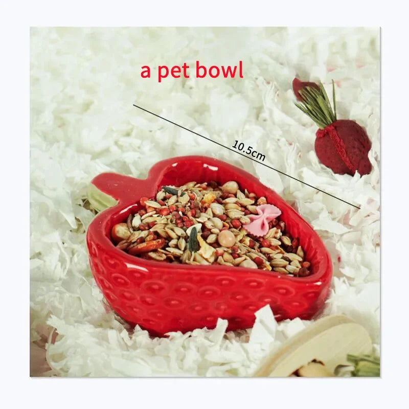 Cute Ceramic Strawberry House Pet Items Hamster Cage Small Pet Bowl For Rabbit Ferret Rat Chinchilla Hedgehog Pet Products